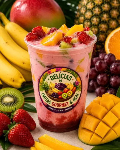 Salada de Frutas Com Mousse de Morango