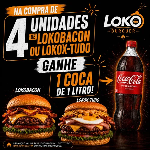 PROMO SUPER LOKO - 4 LOKOBACON (COCA 1L) GRÁTIS