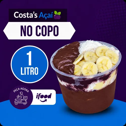 Açaí 1L + 10 complementos grátis