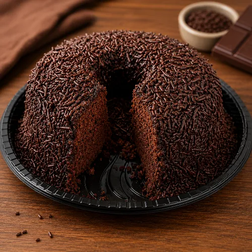 Bolo de Chocolate com Brigadeiro.
