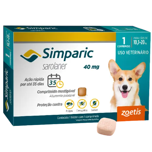Simparic 40 mg para Cães 10,1 a 20 Kg