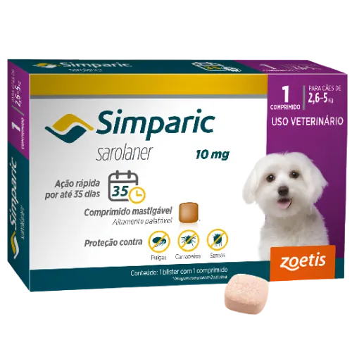 Simparic 10 mg para Cães 2,6 a 5 Kg