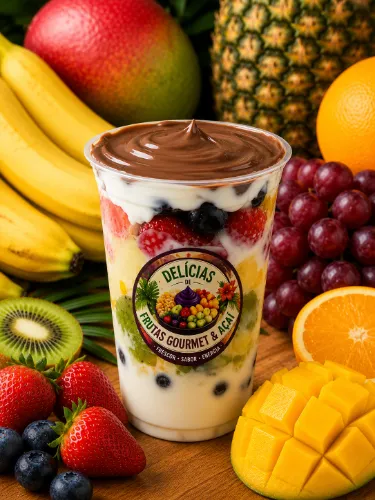 Salada de Frutas Com Creme de Ninho e Creme de Chocolate