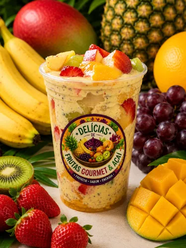 Salada de Frutas Com Mousse de Maracujá